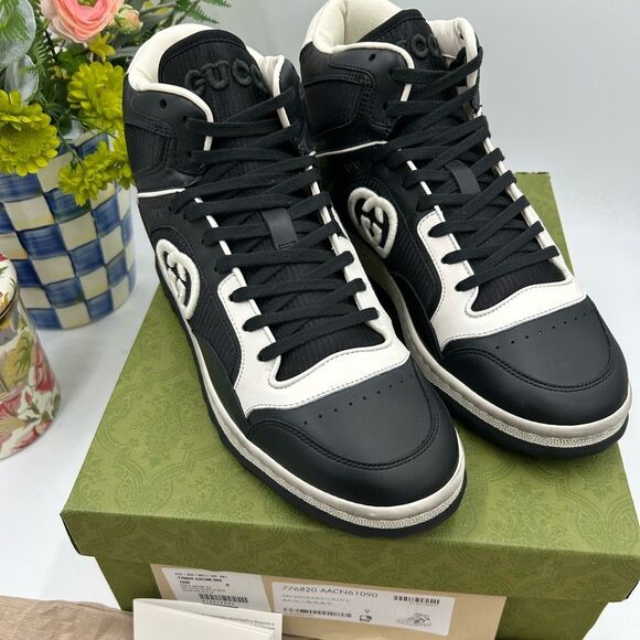 Men's Gucci, Mac 80 , high top leather sneakers size 9 made in Italy - Picture 1 of 11